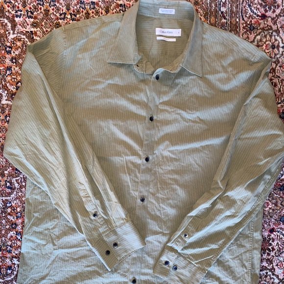Calvin Klein Button Down Shirt Modern Fit Green Size XL - Picture 1 of 15